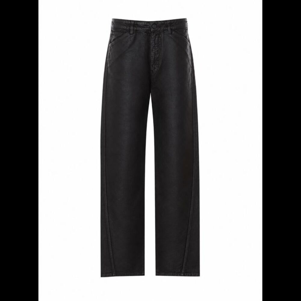 Lemaire Women Five Pockets Twisted Pants In Coated Denim